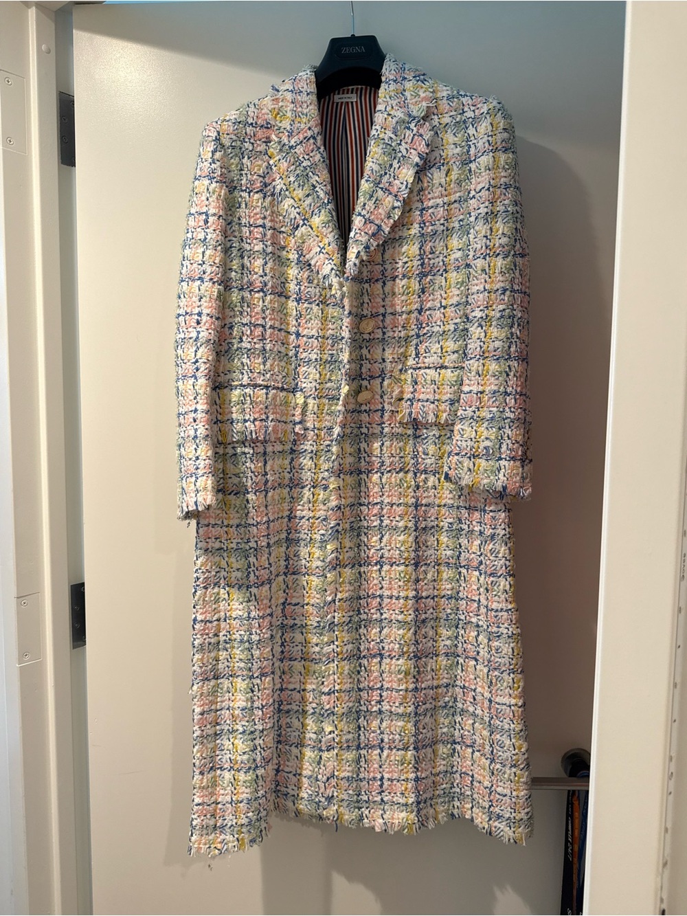 Classic Pastel Tweed Coat - Multicolor Thom Browne